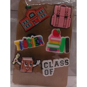 Set of 6 Shoe Charms for Crocs featuring 	School Days	A3